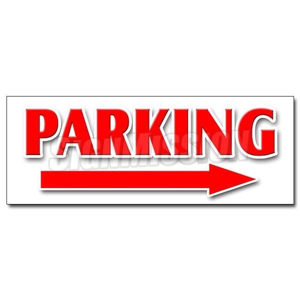 PARKING RIGHT ARROW DECAL sticker parking lot garage valet turn, 24" x 9", D-24 Parking Right Arrow